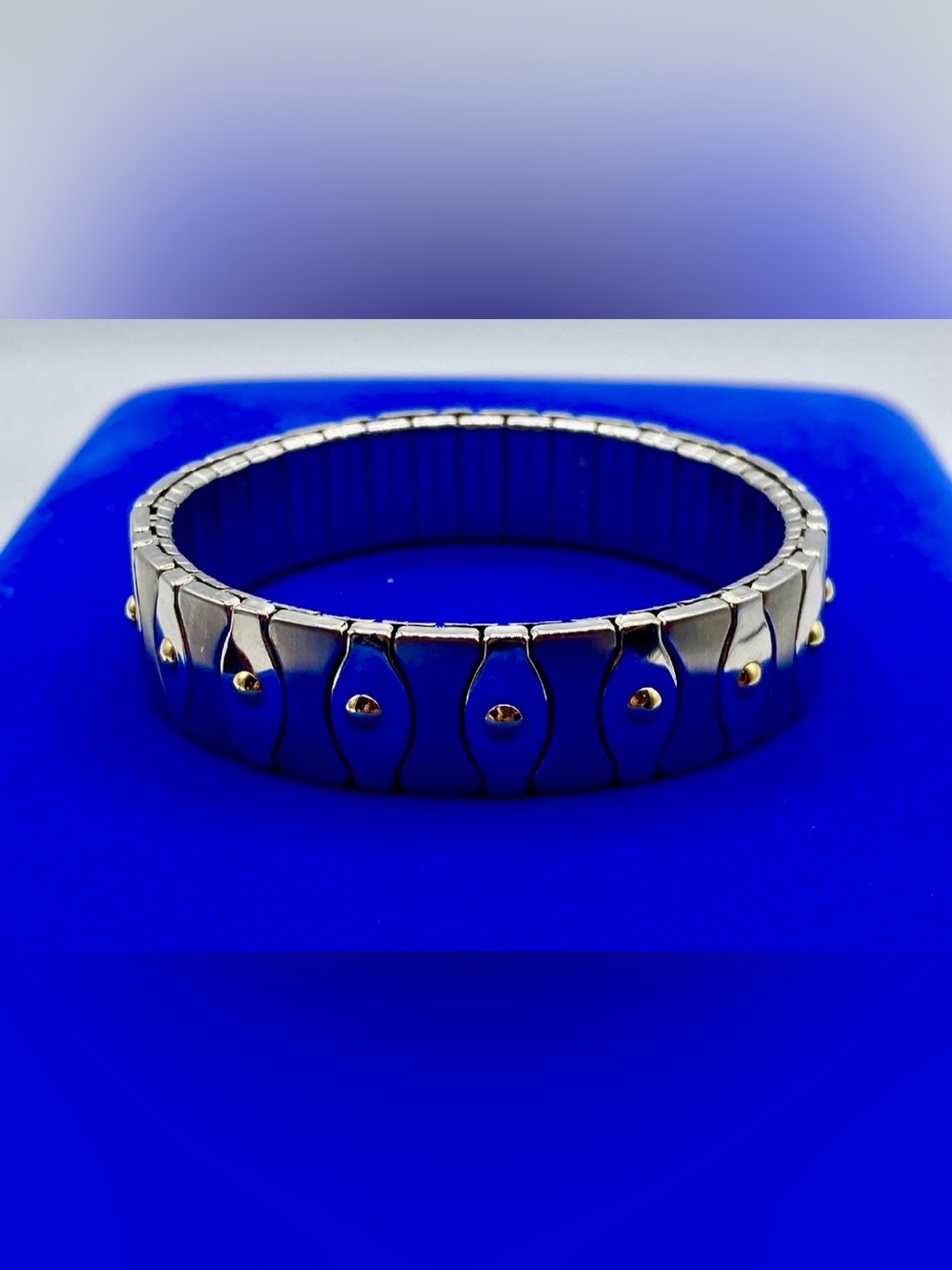 Stainless Steel & 18K Milor Italy Stretch Bracelet